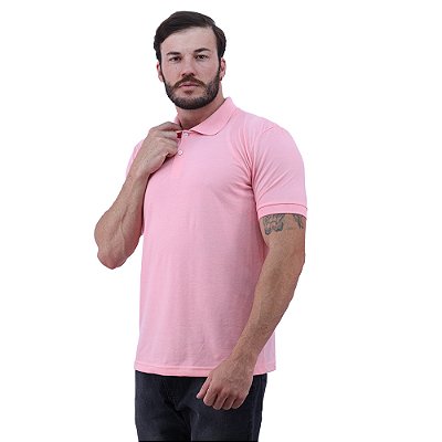 Camisa Polo Piquet Premium Penteado Masculina 50% Algodão 50% Poliéster MXD Conceito Rosa Claro
