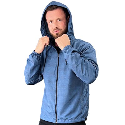 Jaqueta Corta Vento com Zíper Gola Alta Com forro Premium Marphim Bi-Color Indigo