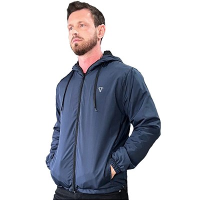 Jaqueta Corta Vento com Zíper Gola Alta Com forro Premium Marphim Azul Marinho