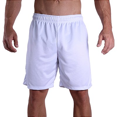 Shorts 100% Poliéster MXD Conceito Sem Bolso e Sem Forro DryFit Branco Gramatura Maior