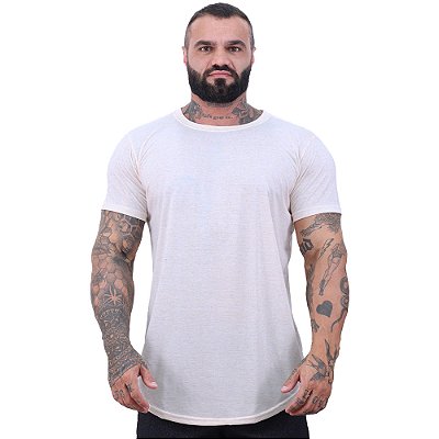 Camiseta Longline 50% Algodão 50% Poliéster Masculina MXD Conceito Areia Mesclado