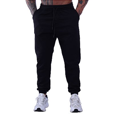 Calça Helanca Peluciada Masculina MXD Conceito 100% Poliéster Com Bolso Preto