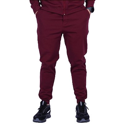 Calça Helanca Peluciada Masculina MXD Conceito 100% Poliéster Com Bolso Bordô