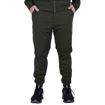 Calça Helanca Peluciada Masculina MXD Conceito 100% Poliéster Com Bolso Verde Militar