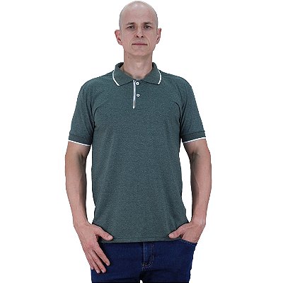 Camisa Gola Polo Masculina Malha 50% Algodão 50% Poliéster Penteado Rentex MXD Conceito Verde Mescla