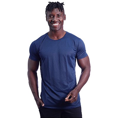 Camiseta Dry Premium Tradicional MXD Conceito Fit em 100% Poliamida String Furadinho Azul Marinho