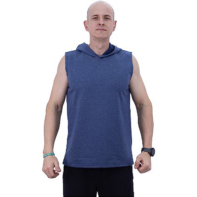 Regata Machão Moletom Careca Com Capuz MXD Conceito Mescla Marinho