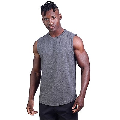Regata Viscose Machão Longline Masculina Premium MXD Conceito Mescla Escuro