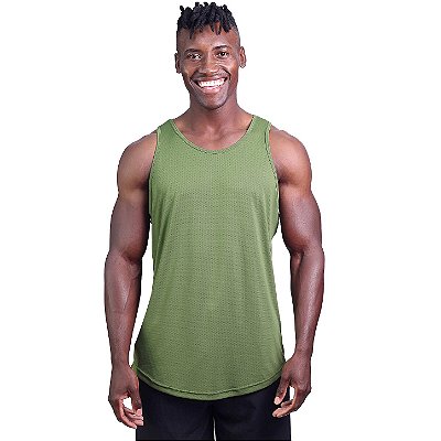 Regata Poliamida Cavada Longline Masculina Premium MXD Conceito Verde Oliva