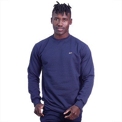 Blusa Moletom Basic Masculina MXD Conceito Grife Azul Marinho