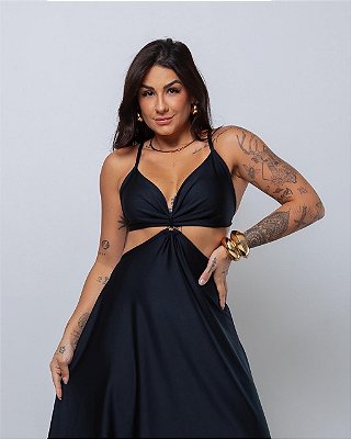 VESTIDO LONGO DECOTE V TAMANHO ÚNICO (VESTE DO P ao G)