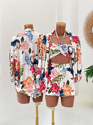 CONJUNTO SHORT TOP E KIMONO