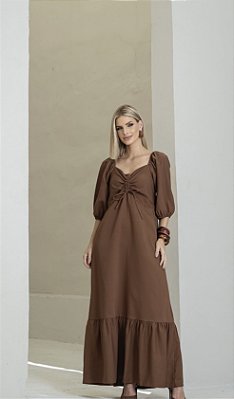 VESTIDO LONGO DECOTE FUNDO (VESTE DO P ao G)
