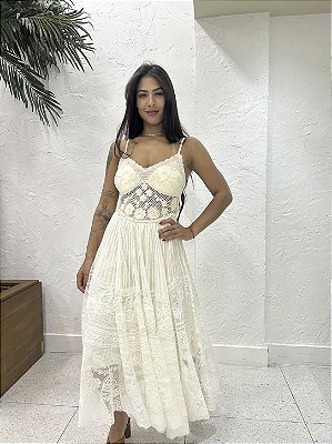 VESTIDO MIDI RENDA