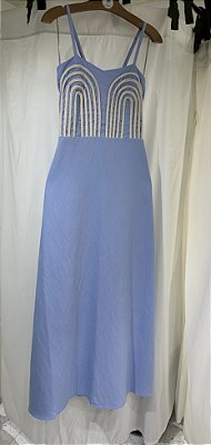 VESTIDO LONGO BUSTO BORDADO (TAMANHO ÚNICO VESTE DO P ao G)