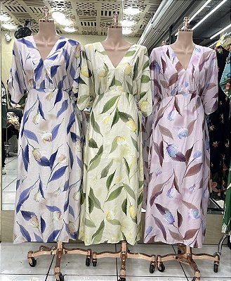 VESTIDO LONGO MANGÁ 3/4