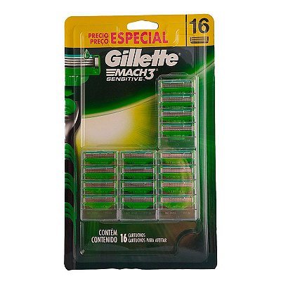 16 Cargas Barbeador Gillette Mach3 Pele Sensível