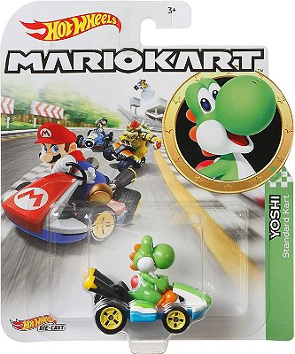 Carrinho Mario Kart Yoshi Standard Kart Hot Wheels 1/64