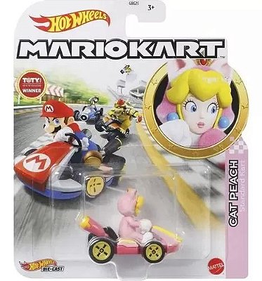 Mario Kart Cat Peach Standard Kart Hot Wheels 1/64