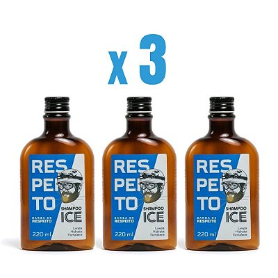 Kit 3 Shampoo para Barba e Cabelo 220ml Barba de Respeito - Premium