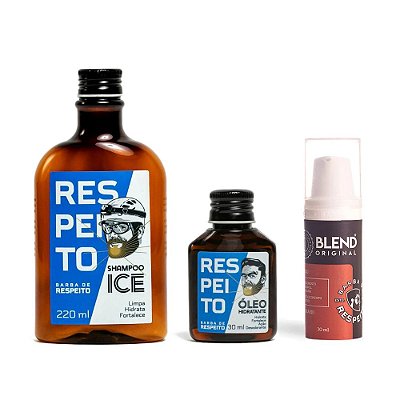 Kit Shampoo, Óleo e Blend Barba de Respeito - Linha Premium