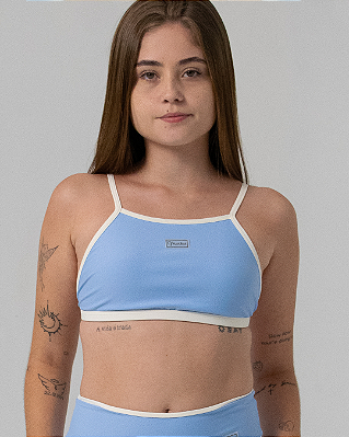 Top Jhenifer Azul Céu c/ Off White Candy Color