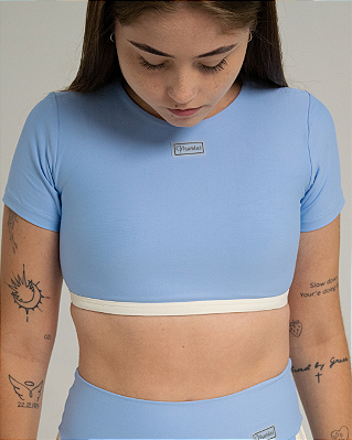 Cropped Amanda Azul Céu c/ Off White