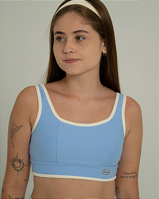 Cropped Kelli Azul Céu c/ Off White Candy Color