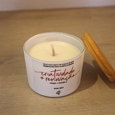 Vela Aromática Canela e Maçã 100g | 25h - Branca