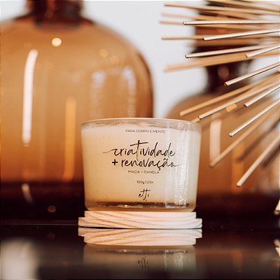 Vela Aromática Canela e Maçã 100g | 25h - Bege