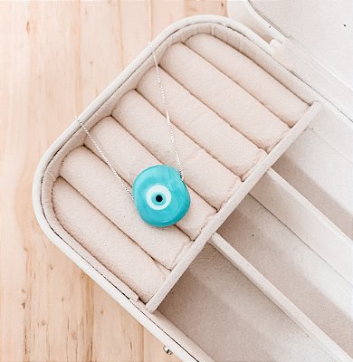 COLAR OLHO GREGO P - MURANO AZUL CELESTE