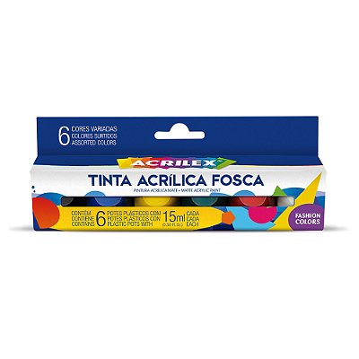 Tinta Acrílica Fosca 15ml C/6 Cores