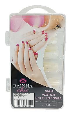 Unha Postiça Decorativa de Acrílico Stiletto Longa C/100 Und