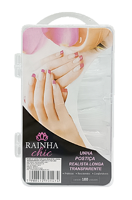 Unha Postiça Realista Longa Transparente C/100 Und