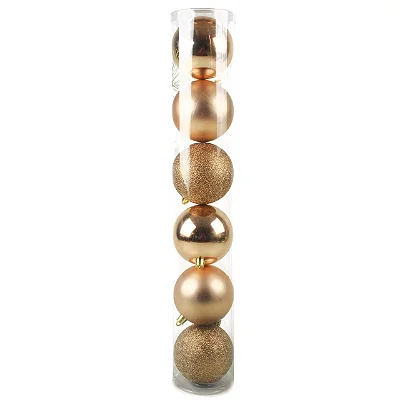 Bola Mista Fosca/Lisa/Glitter Champanhe 8cm C/6 Und