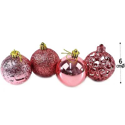 Bola Textura Arabescos Rena Rose 6cm C/9 Und