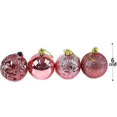 Bola Textura Folha e Flor Rose 6cm C/9 Und