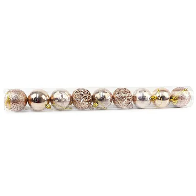 Bola Textura Geométrica Champanhe 6cm C/9 Und