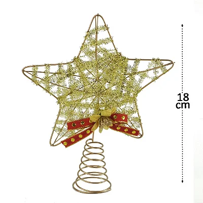 Ponteira Estrela Aramada C/Glitter 18cm