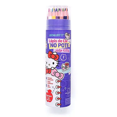 Lápis de Cor no Pote C/24 Cores Sextavado Hello kitty
