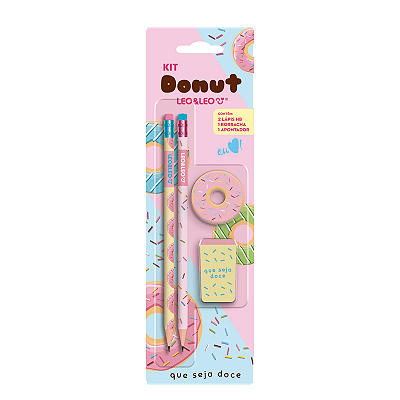 Kit Escolar Donut 2 Lápis/Apontador/Borracha