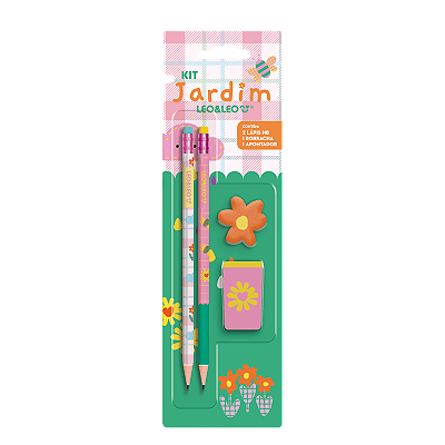 Kit Escolar Jardim 2 Lápis/Apontador/Borracha