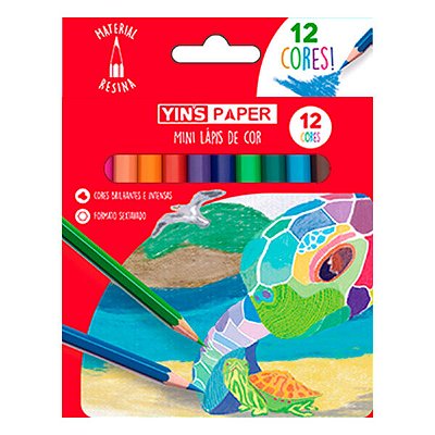 Lápis de Cor Mini Resina Sextavado 12 Cores