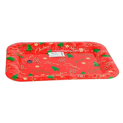 Bandeja Plástica Retangular Figuras Natalinas 37,5x27,5cm