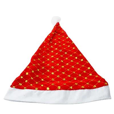 Gorro Papai Noel Veludo Vermelho C/Glitter 40cm