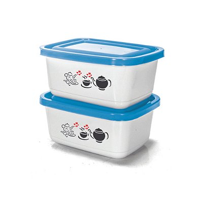 Conj. Pote Retangular GG Prime 2 Potes Decor. - 1300 ml
