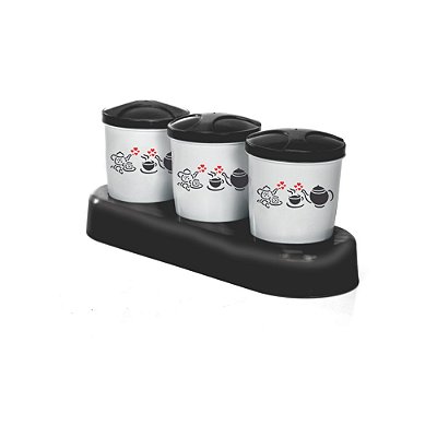 CONJUNTO DE CONDIMENTOS - 3 PÇS - 180 ML - DECORADO