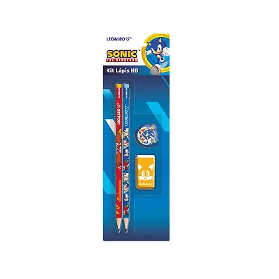 Kit Lápis HB Sonic + Apontador + Borracha