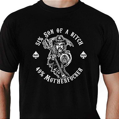 Camiseta rock Lemmy Kilmister Sons of Anarchy Premium tamanho adulto com mangas curtas na cor preta