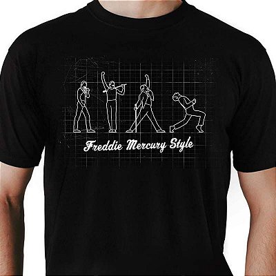 Camiseta rock Freddie Mercury Style Premium tamanho adulto com mangas curtas na cor preta